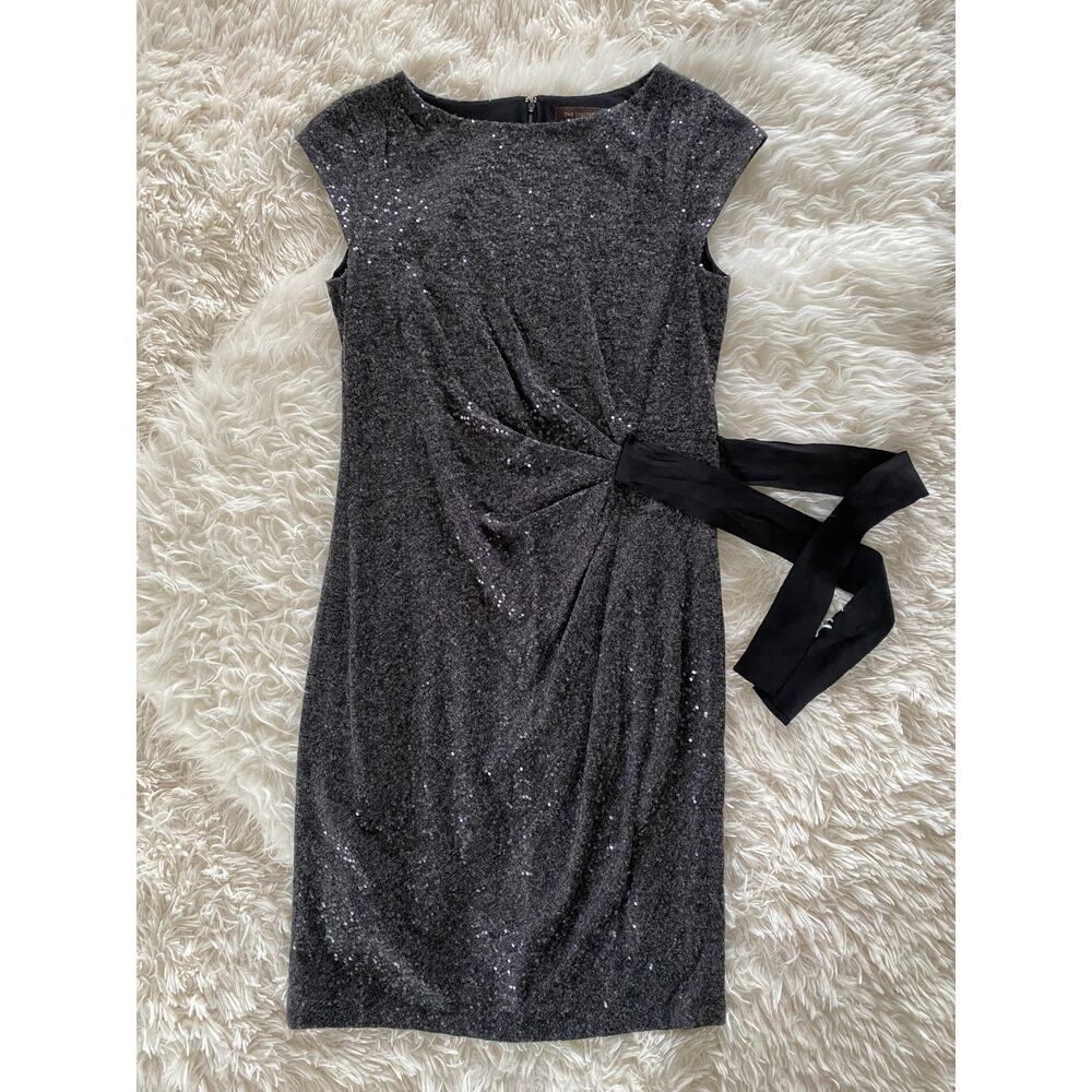 The Limited All-Over Sequin Embellished Draped Bow Tie Dress, size M